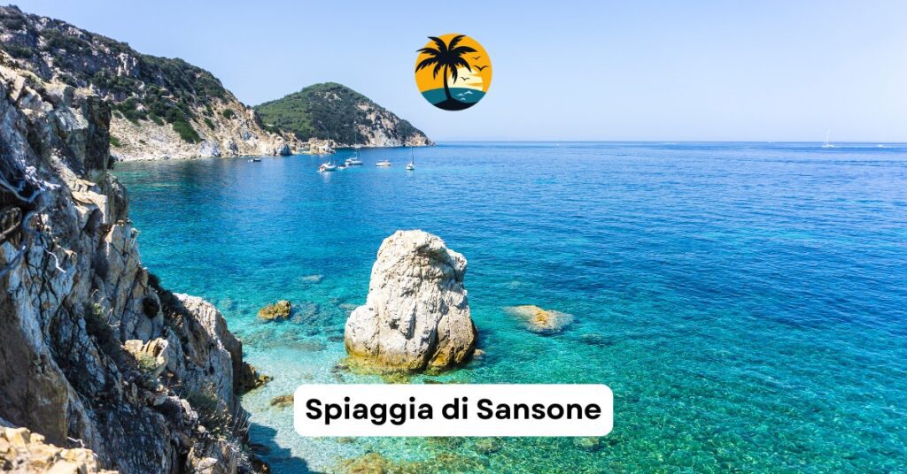 A stunning view of the crystal-clear waters and white pebbles at Spiaggia di Sansone on Elba Island, Tuscany.