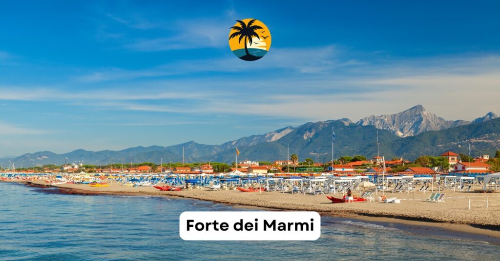 Luxurious beach clubs and pristine sands at Forte dei Marmi, a popular beach destination in Tuscany.