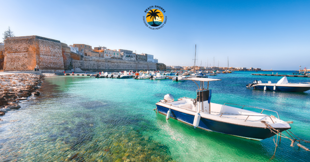 Stunning view of Otranto Beaches with crystal-clear waters and golden sands on Italy’s Adriatic Coast.