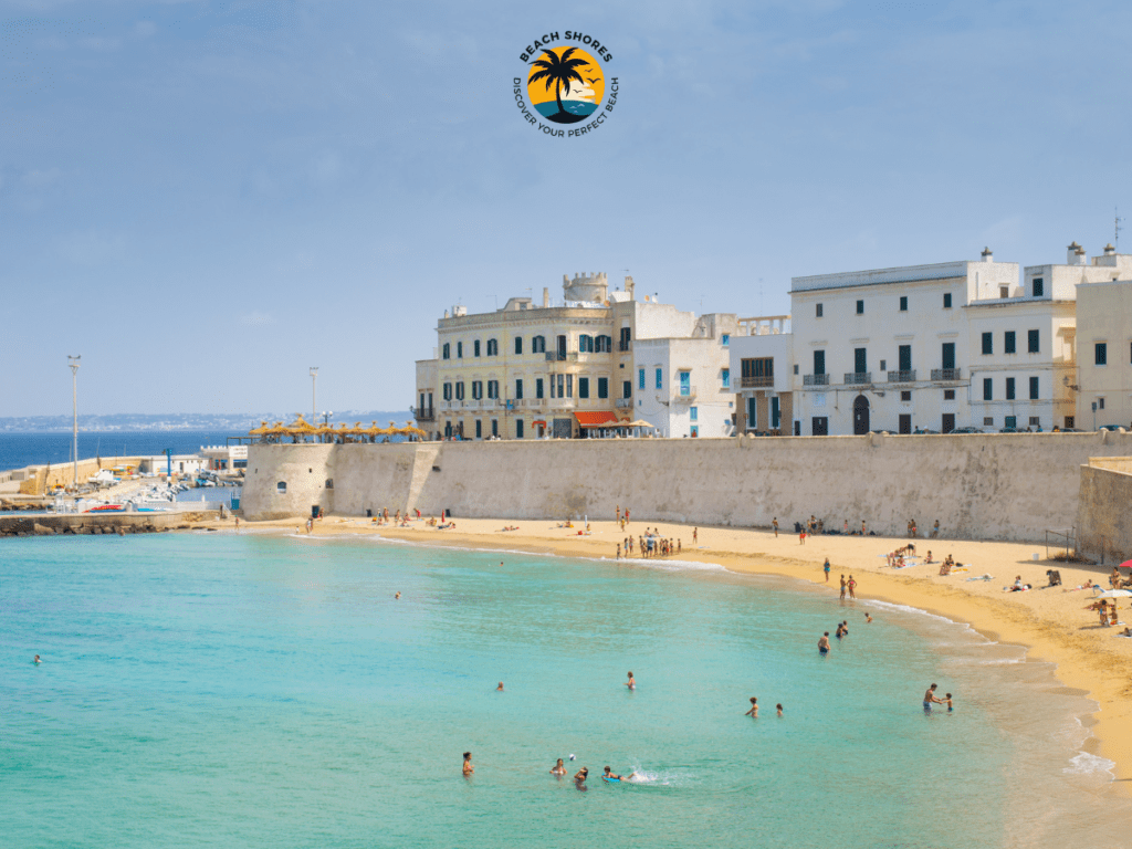 Golden sands and turquoise waters of Gallipoli Beach, Italy