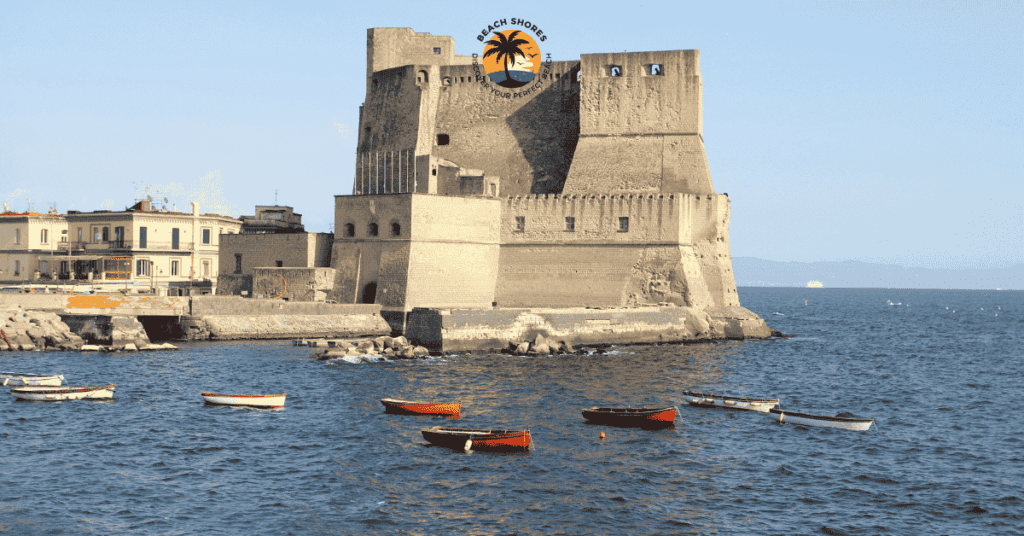 a castle with boats in the water