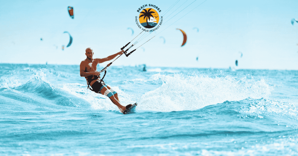 a man kite surfing in the ocean